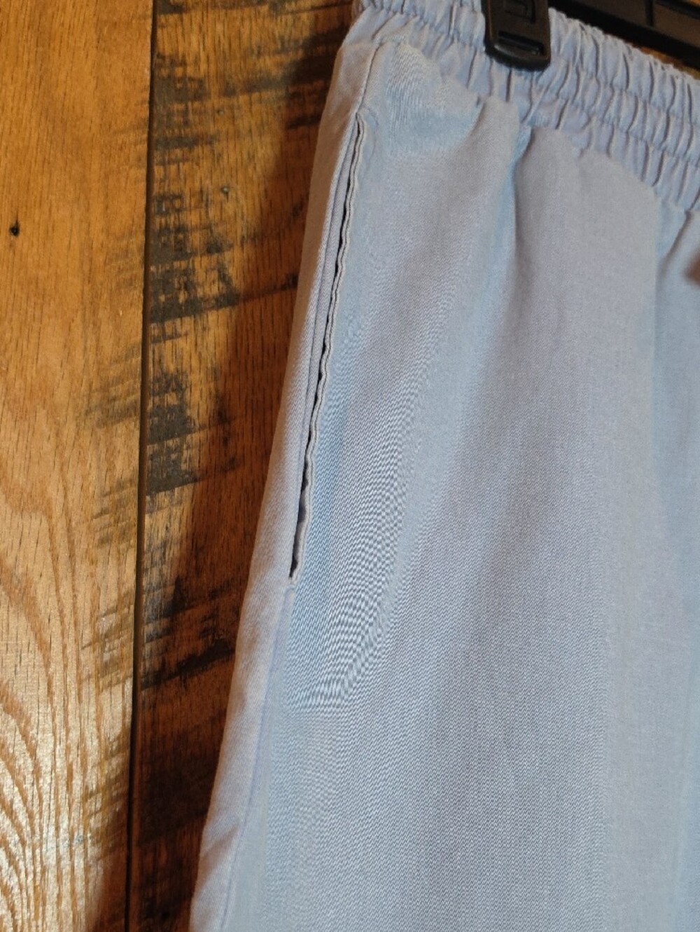 203p Sewn And Seen Tiered Ruffle-Hem Wide Leg Pants in Light Blue - Picture 5 of 12